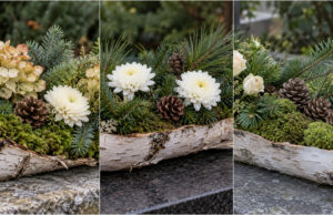 Birch Bark, Moss and Cones: Create a Natural All Souls’ Day Grave Decoration Natural All Souls' Day decoration from birch bark, moss and cones