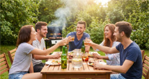 Out of Thirty Invited Friends, Only One Showed Up. My Own Party Taught Me I Have No One in Adulthood Celebration with friends in the garden.