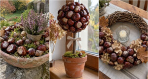 Have You Collected Chestnuts? 20 Autumn Decoration Ideas to Beautify Your Table, Windowsill, and Door Chestnut garland with cinnamon and ribbons on furniture