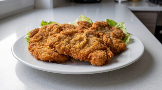 chicken-cutlets-mustard-marinade Chicken cutlets in mustard marinade on a plate