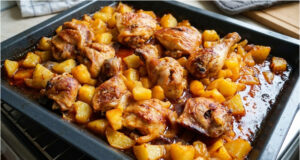 Chicken Thighs with Potatoes in One Pan: Juicy Dinner Without the Extra Work Chicken thighs with potatoes in one pan