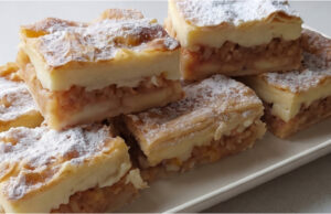 Creamy Apple Puff Pastry Cake: Juicy Slices with Pudding Without Lengthy Preparation Creamy apple puff pastry cake: juicy slices with pudding