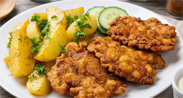Gypsy Chicken Patties Without Breading: Juicy Cutlets with Onion, Curry, and New Potatoes