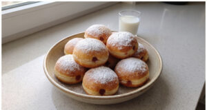Homemade Jam-Filled Doughnuts: Fluffy Yeast Classic Fried to Golden Perfection Fluffy homemade doughnuts filled with jam and dusted with sugar