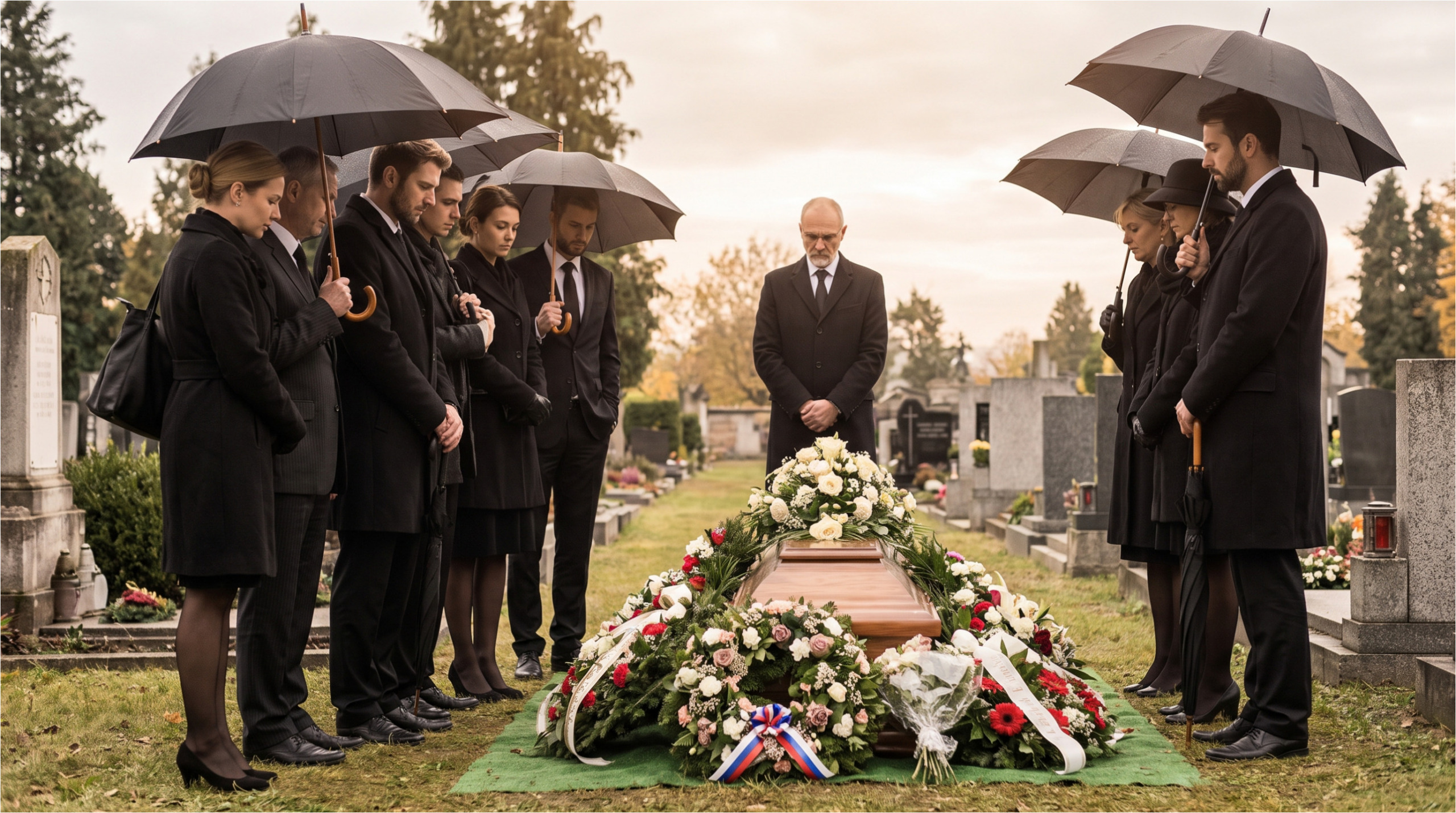 Funeral and grief after loss.