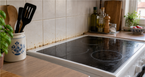 Grease Accumulates Behind the Stove: How to Clean the Spot You Normally Can’t See Grease and crumbs accumulating behind the stove