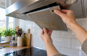 A Greasy Range Hood Filter Reduces Its Performance: How to Know When It’s Time to Clean It Greasy range hood filter detail