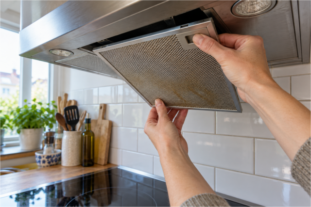 greasy-range-hood-filter-detail-599 Greasy range hood filter detail