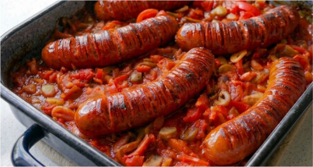 gypsy-sausages-with-vegetables-quick-skillet-tomatoes-mushrooms-pickles-407 Gypsy sausages with vegetables – quick skillet with tomatoes, mushrooms and pickles