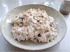 Homemade Parisian Salad: Creamy Czech Classic with Crunchy Pickles and Ham Homemade Parisian salad: Creamy Czech classic with crunchy pickles and ham