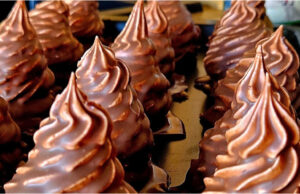 Homemade Strawberry Snow Marshmallow Treats: Fluffy Dessert with Tender Sponge and Chocolate Glaze Homemade strawberry snow marshmallow treats with fluffy sponge and chocolate glaze