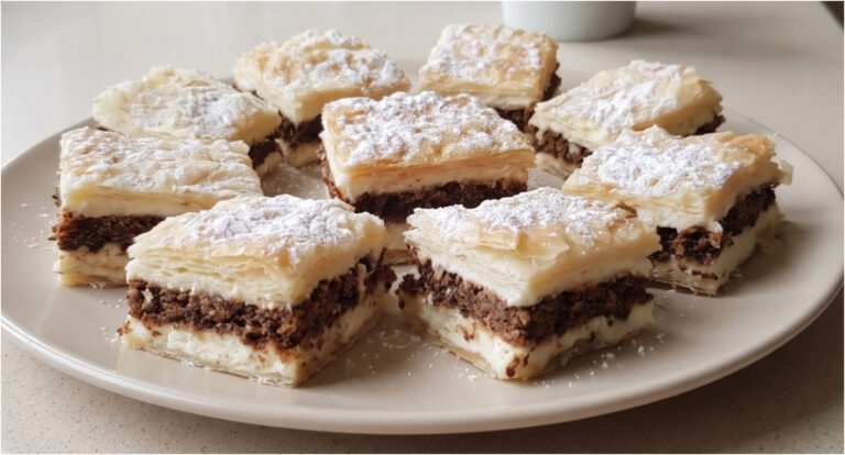 Nutty Puff Pastry Slices: Crispy Layers, Silky Cream, and Moist Nut Center