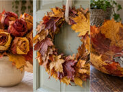 Collect a Few Colorful Leaves: 20 Ideas for Beautiful Home Decorations Lush autumn wreath made from colorful leaves
