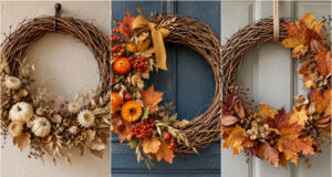Transform a Simple Wicker Ring into a Stunning Autumn Wreath: Get Inspired by 20 Ideas Lush autumn wreath with pumpkins on a wicker ring