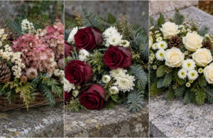 Beautiful Memorial Arrangements from Flowers and Pine: 20 Inspirations to Honor Loved Ones Elongated memorial arrangement with cream roses and pine