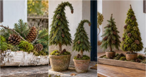 Moss, Pine Needles and a Few Twigs: Create Magical Decorations for Your Entrance and Home Moss gnome with pine needles and cones