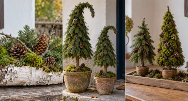 moss-pine-needles-twigs-magical-decorations-entrance-home-718 Moss gnome with pine needles and cones