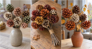 They Look Like Flowers, But They’re Made of Pine Cones: 20 Beautiful Autumn Bouquets for Your Vase Natural bouquet of pine cones in a stoneware vase