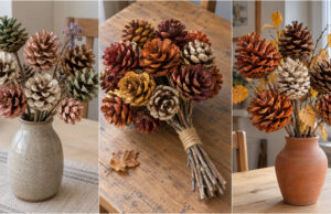 They Look Like Flowers, But They’re Made of Pine Cones: 20 Beautiful Autumn Bouquets for Your Vase Natural bouquet of pine cones in a stoneware vase