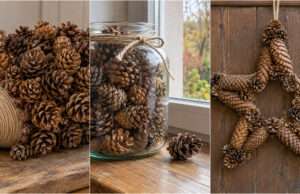 Don’t Spend on Autumn Decorations: 20 Beautiful Ideas with Pine Cones Collected on a Walk Pine cones arranged in a glass jar as a simple autumn decoration