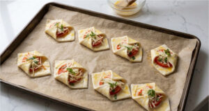 Pizza Pockets from Puff Pastry: Crispy Quick Snack with Ham and Cheese in 20 Minutes Crispy pizza pockets from puff pastry with ham and cheese ready in 20 minutes