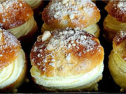 Prague Kolaches: Fluffy Yeast Buns with Vanilla Cream and Crunchy Streusel Prague kolaches with vanilla cream and streusel