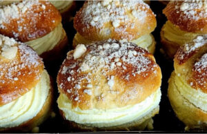 Prague Kolaches: Fluffy Yeast Buns with Vanilla Cream and Crunchy Streusel Prague kolaches with vanilla cream and streusel