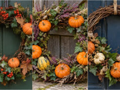 Pumpkins Don’t Have to Stay on the Windowsill: 20 Beautiful Autumn Wreaths You’ll Want to Make Too Autumn wreath with small pumpkins and natural materials