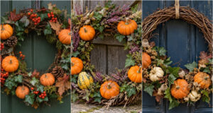 Pumpkins Don’t Have to Stay on the Windowsill: 20 Beautiful Autumn Wreaths You’ll Want to Make Too Autumn wreath with small pumpkins and natural materials