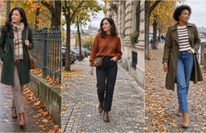 Cold Mornings, Warm Afternoons? 20 Autumn Outfits That Show How to Dress Stylishly and Comfortably Rust sweater with black trousers and brown ankle boots