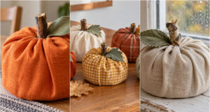 Toilet Paper and a Piece of Fabric Are All You Need: 20 Beautiful Autumn Pumpkins You Can Make Without Sewing Solid orange pumpkin made from toilet paper and fabric