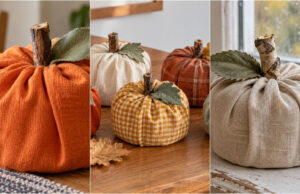 Toilet Paper and a Piece of Fabric Are All You Need: 20 Beautiful Autumn Pumpkins You Can Make Without Sewing Solid orange pumpkin made from toilet paper and fabric