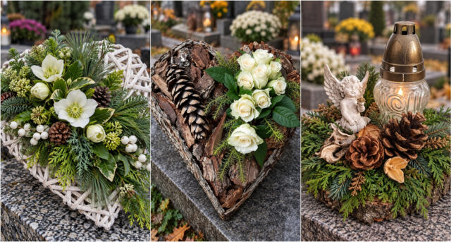wreath-candle-houseleeks-small-grave-401 Wreath with candle and houseleeks on a small grave