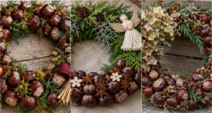 You Don’t Have to Buy an All Souls’ Day Wreath: 20 Beautiful Ideas Using Chestnuts and Natural Materials Wreath with stars and an angel made from chestnuts and natural materials