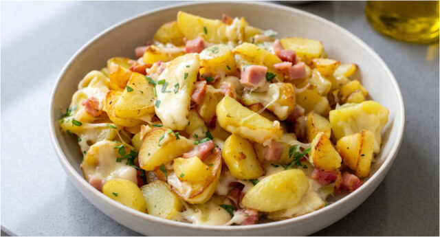 zemiakova-panvica-so-slaninou-a-syrom-recept-na-rychlu-a-chutnu-veceru-z-jednej-988 Zemiaková panvica so slaninou a syrom - recept na rýchlu a chutnú večeru z jednej panvice